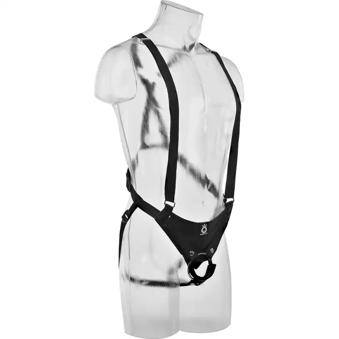 Страпон-система с коричневой насадкой 11 Hollow Strap-On Suspender System - 28 см - King Cock. Фотография 5.