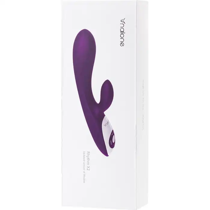 Фиолетовый вибратор Nalone Rhythm X2 с клиторальным стимулятором - 21,6 см. Фотография 11.