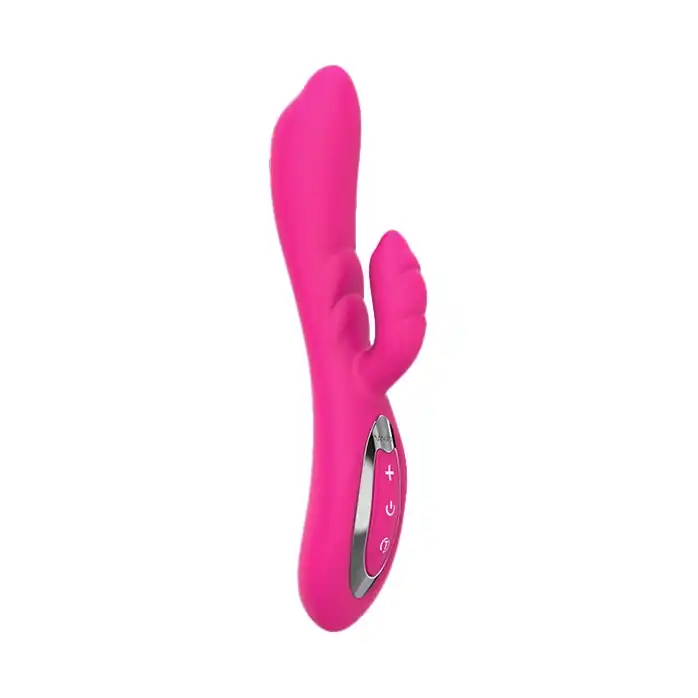 Розовый вибратор Nalone Touch2 с клиторальным стимулятором - 21,8 см
