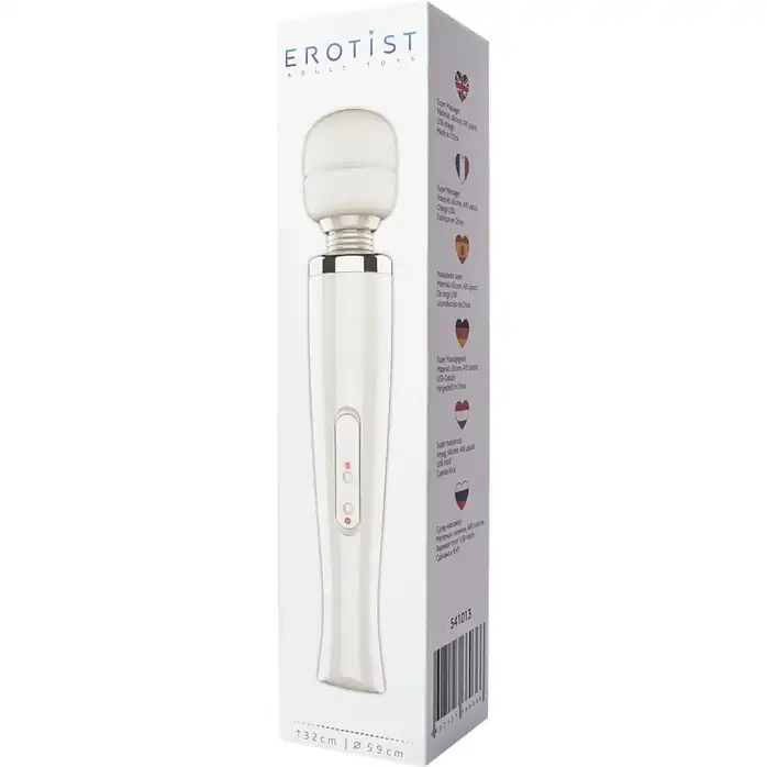 Белый вибратор-жезл Super massager - 32 см. Фотография 2.