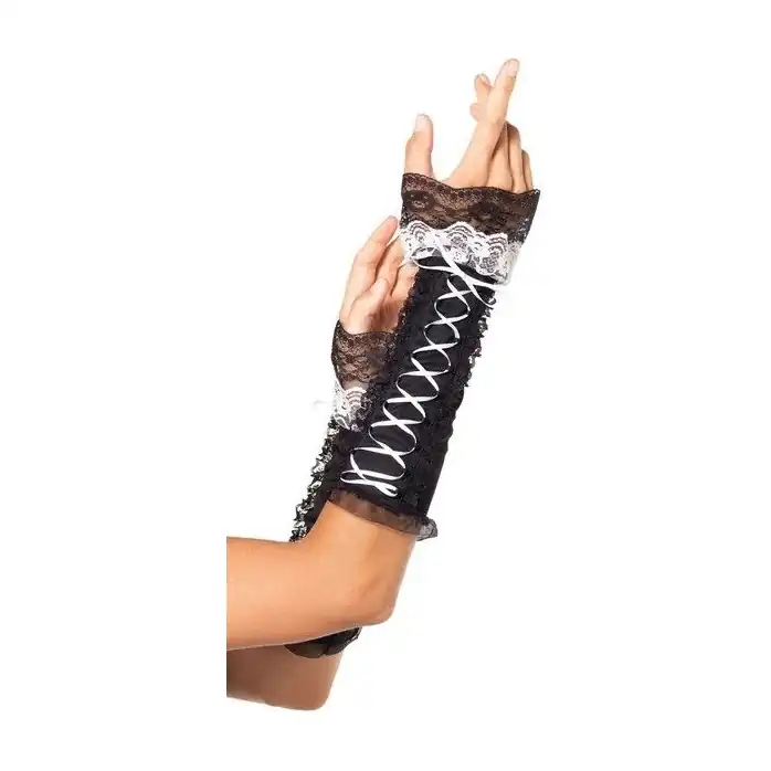 Перчатки с кружевом Lace Up Opaque Arm Warmer With Lace Ruffle Trim
