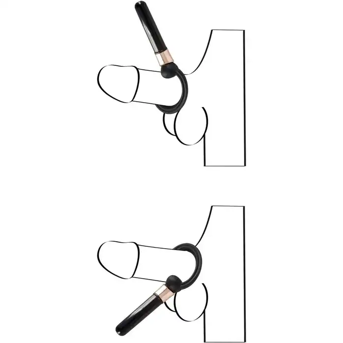Чёрное эрекционное кольцо с вибростимулятором Penisring mit Minivibrator - Bad Kitty. Фотография 3.