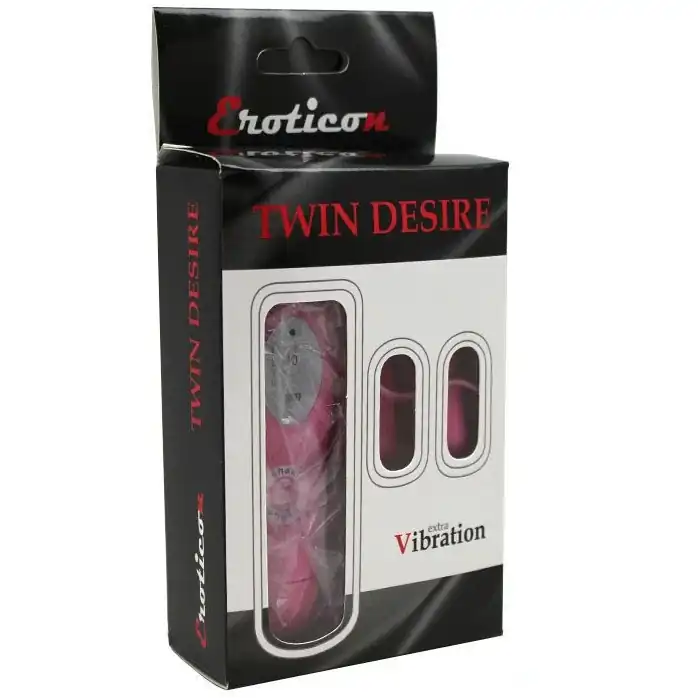 Два розовых виброяйца Twin Desire с пультом управления. Фотография 3.