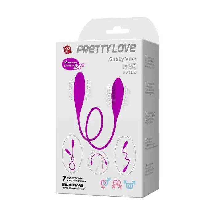 Двусторонний перезаряжаемый вибратор Snaky Vibe на гибком стержне - 60 см - Pretty Love. Фотография 6.