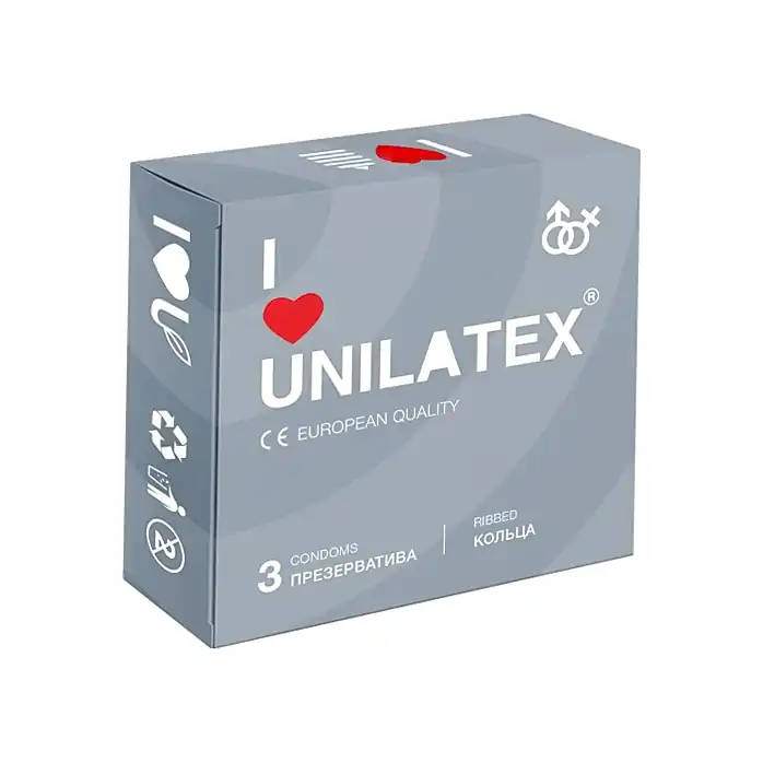 Презервативы с рёбрами Unilatex Ribbed - 3 шт