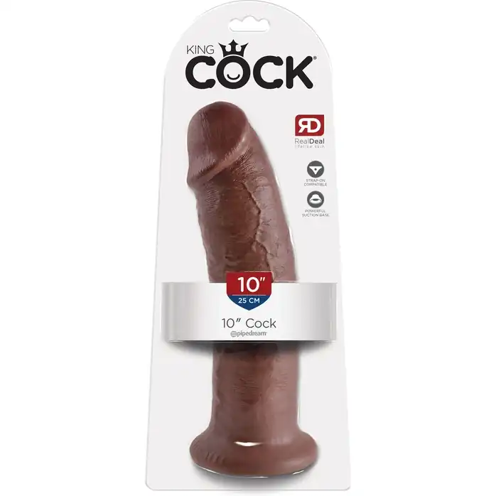 Коричневый фаллос-гигант 10 Cock - 25,4 см - King Cock. Фотография 9.