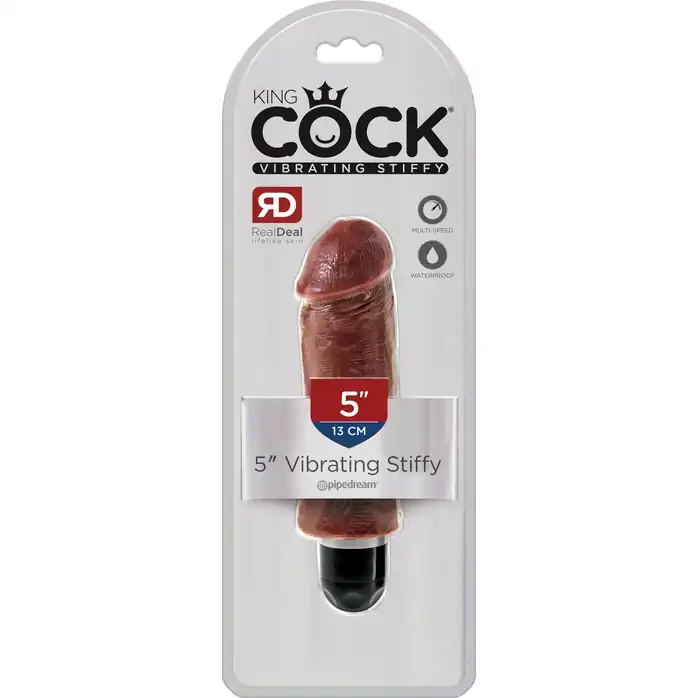 Коричневый вибратор-реалистик 5 Vibrating Stiffy - 16,5 см - King Cock. Фотография 2.