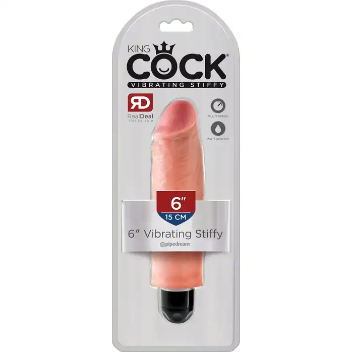 Телесный вибратор-реалистик 6 Vibrating Stiffy - 17,8 см - King Cock. Фотография 2.