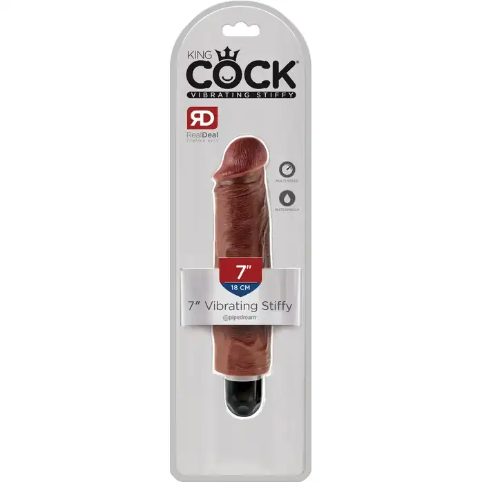 Коричневый вибратор-реалистик 7 Vibrating Stiffy - 21,6 см - King Cock. Фотография 2.