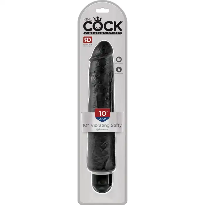 Чёрный вибратор-реалистик 10 Vibrating Stiffy - 30,5 см - King Cock. Фотография 2.