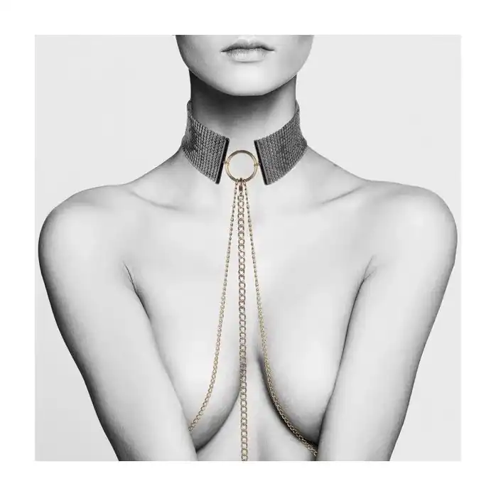 Чёрный ошейник с цепочками Desir Metallique Collar. Фотография 2.