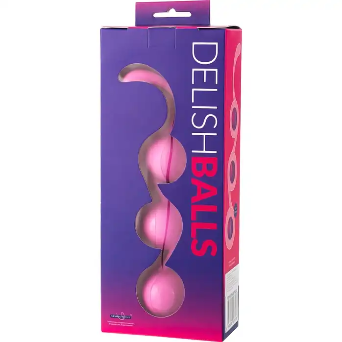 Розовые тройные вагинальные шарики из силикона DELISH BALLS. Фотография 3.