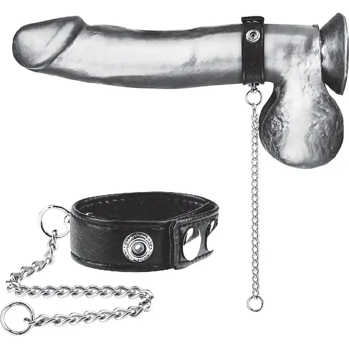 Утяжка на пенис с поводком Snap Cock Ring With 12 Leash