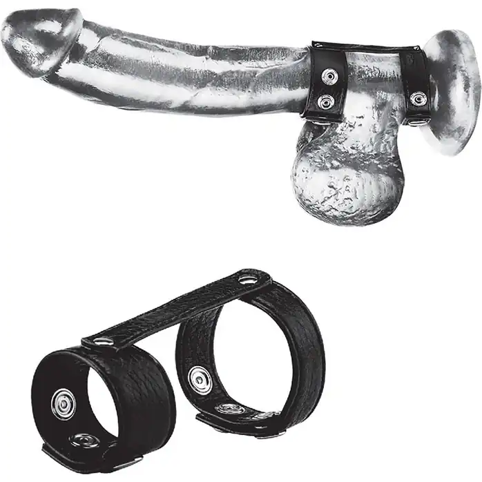 Утяжка на пенис с клёпками Duo Snap Cock And Ball Ring