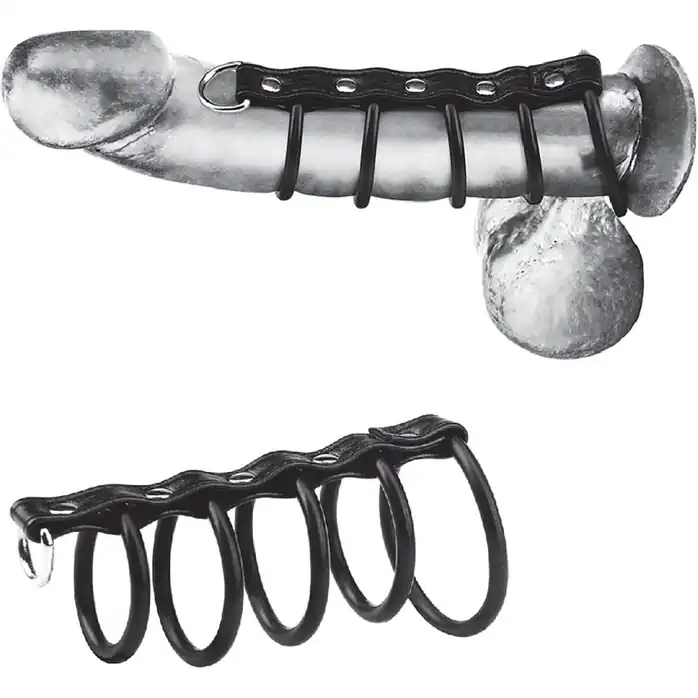 Хомут на пенис с 5 резиновыми кольцами 5 Ring Rubber Gates Of Hell With Lead