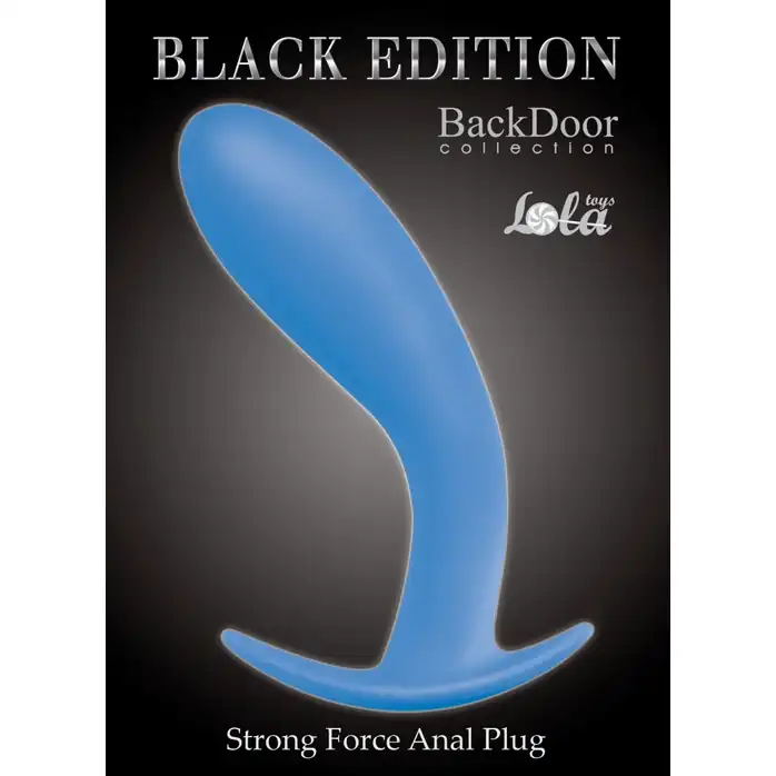 Голубая анальная пробка Strong Force Anal Plug - 14 см - Back Door Collection Black Edition. Фотография 3.