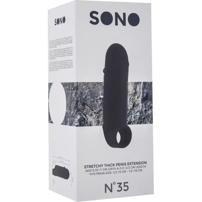 Чёрная удлиняющая насадка Stretchy Thick Penis Extension No.35 - 15,2 см - Sono. Фотография 3.