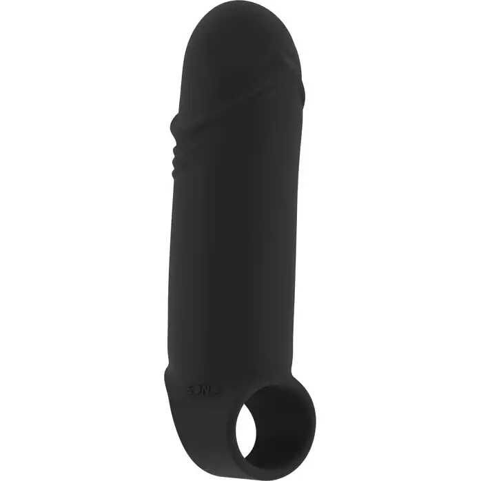 Чёрная удлиняющая насадка Stretchy Thick Penis Extension No.35 - 15,2 см - Sono