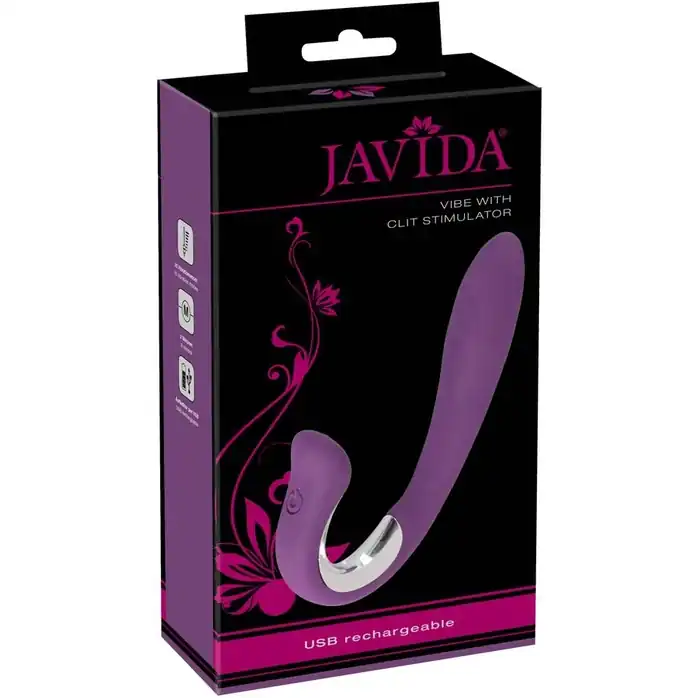 Перезаряжаемый вибратор с клиторальным стимулятором Javida Vibe with Clit Stimulator - 18,5 см - JAVIDA. Фотография 4.