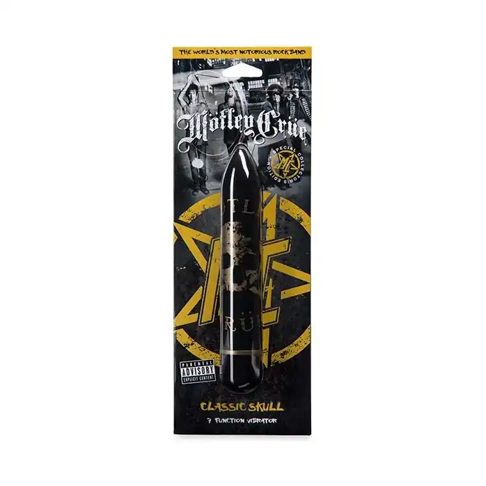 Чёрный классический вибратор Motley Crue Classic Skull - 18,4 см. Фотография 4.