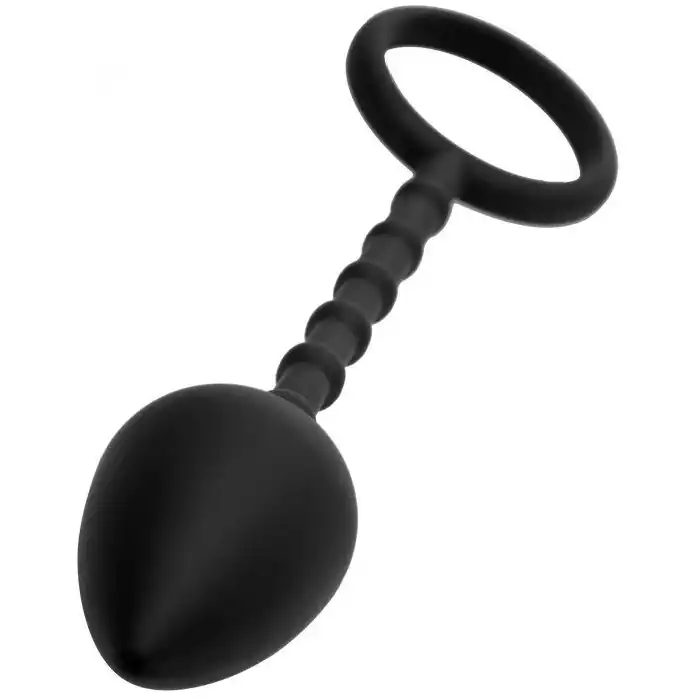 Эрекционное кольцо с каплевидной анальной пробкой Imbed Silicone Anal Plug and Cock Ring - Master Series. Фотография 2.