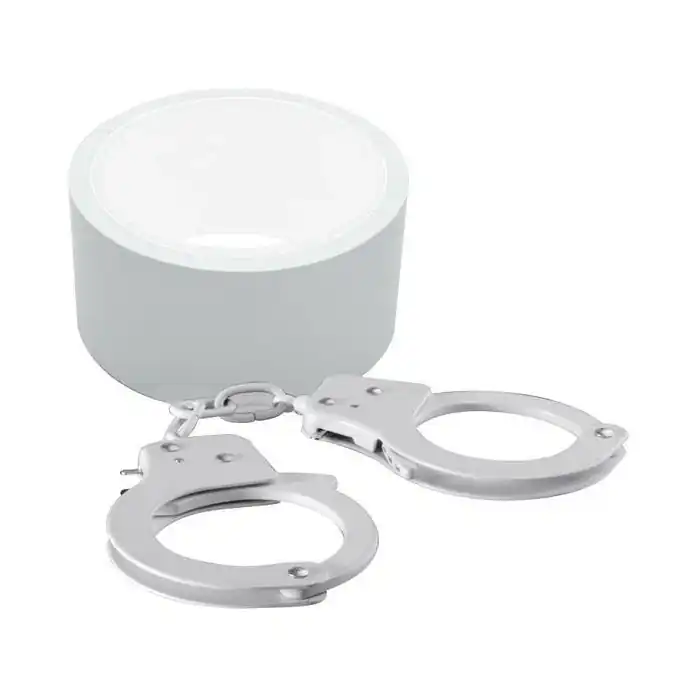 Набор для фиксации BONDX METAL CUFFS AND RIBBON: белые наручники из листового материала и липкая лента - BondX