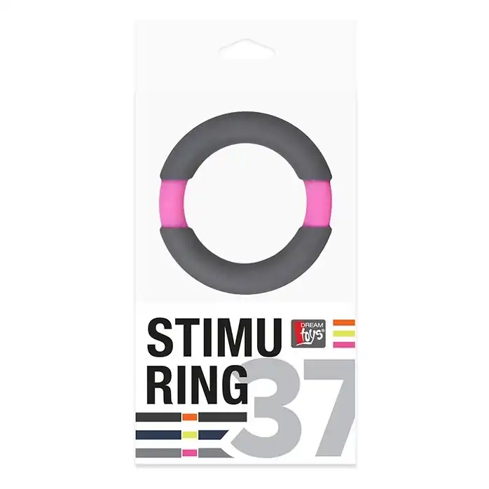 Серое эрекционное кольцо NEON STIMU RING 37MM GREY/PINK - Neon. Фотография 2.