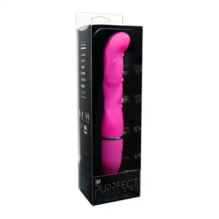 Розовый фигурный вибратор PURRFECT SILICONE DELUXE VIBE - 15 см - Purrfect Silicone. Фотография 2.