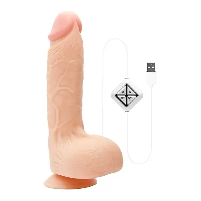 Телесный USB-вибратор BIGSTUFF DUAL MOTOR 9.5INCH - 24 см - BigStuff