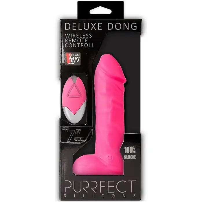 Розовый реалистик на присоске и с пультом ДУ PURRFECT SILICONE DELUXE REMOTE VIBE 7IN - 18 см - Purrfect Silicone. Фотография 2.