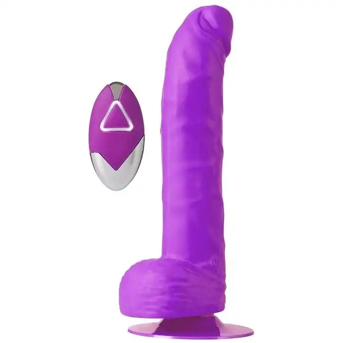 Фиолетовый вибратор на присоске PURRFECT SILICONE DELUXE REMOTE VIBE 8IN - 20 см - Purrfect Silicone