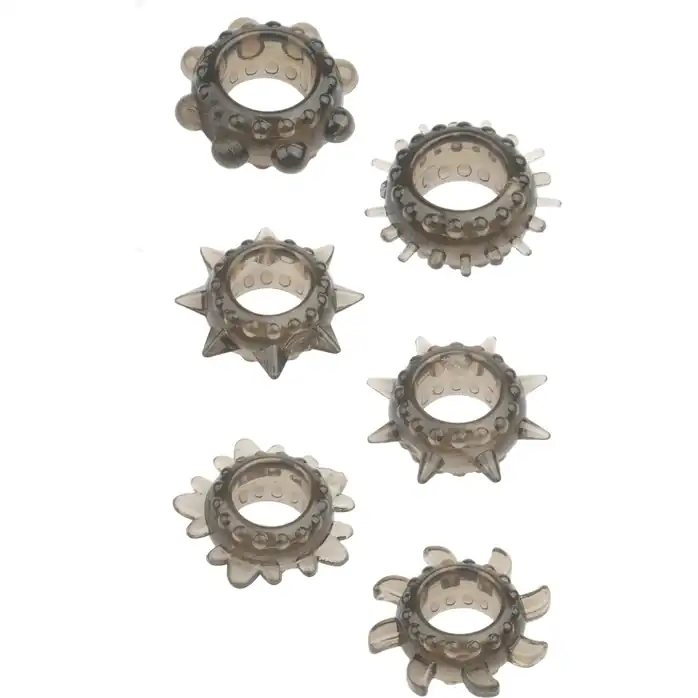 Набор из 6 дымчатых эрекционных колец MENZSTUFF 6PC STRECHEABLE RING SET - MenzStuff