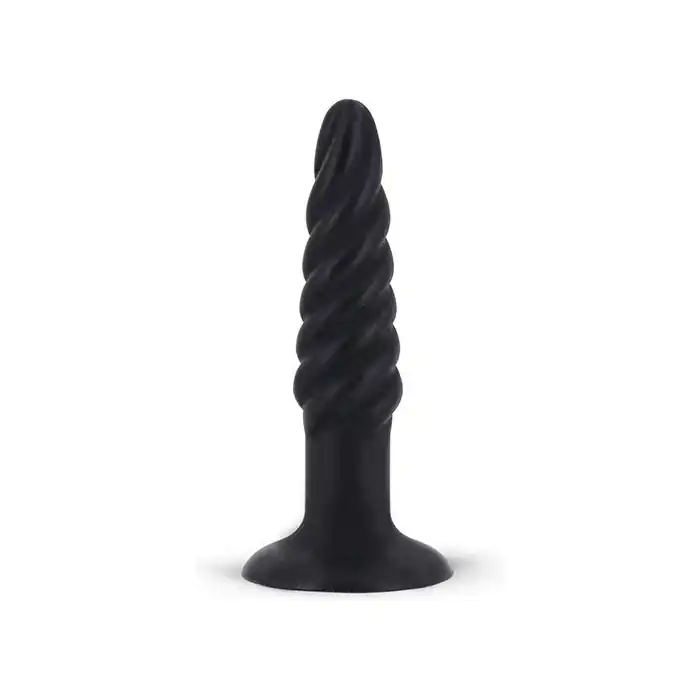 Анальная пробка со спиралевидным рельефом MENZSTUFF SPIRAL PLUG BLACK - 11,5 см - MenzStuff