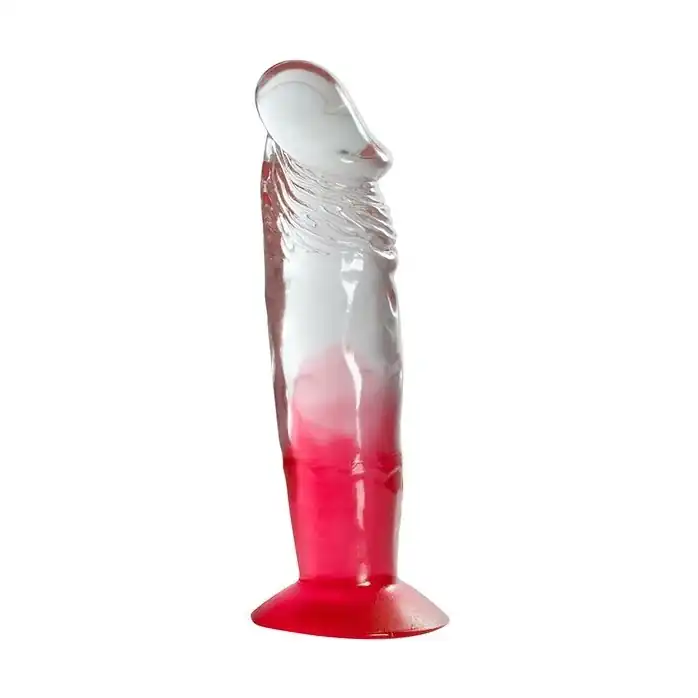 Красный фаллоимитатор с прозрачным стволом без мошонки - 17,8 см - Jelly Joy