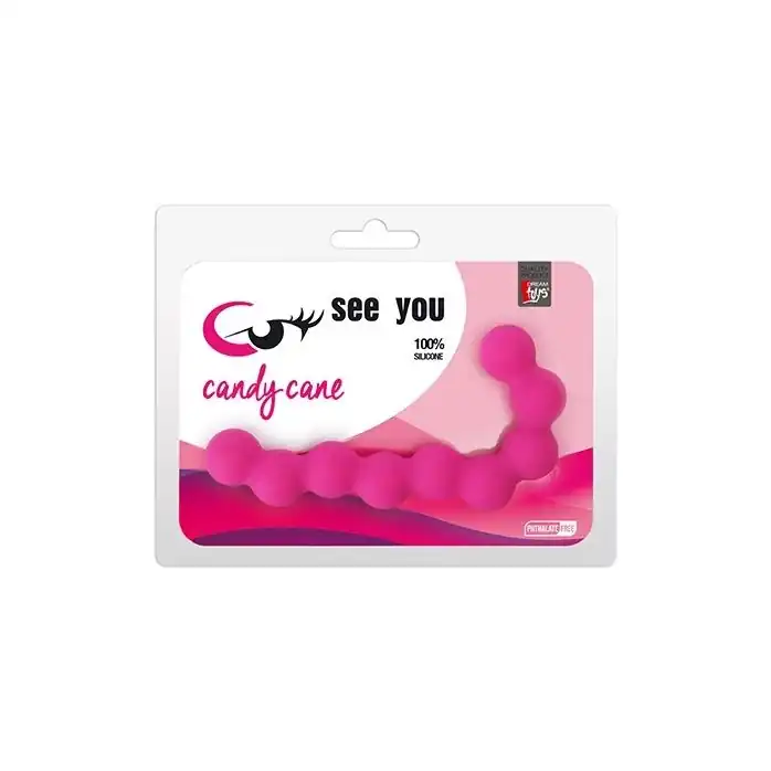 Розовая анальная цепочка SEE YOU CANDY CANE ANAL BEADS - 13,1 см - See You. Фотография 2.