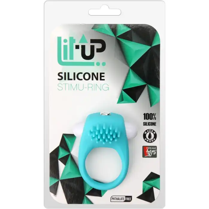 Голубое эрекционное кольцо с щеточкой LIT-UP SILICONE STIMU RING 5 - Lit-Up. Фотография 2.