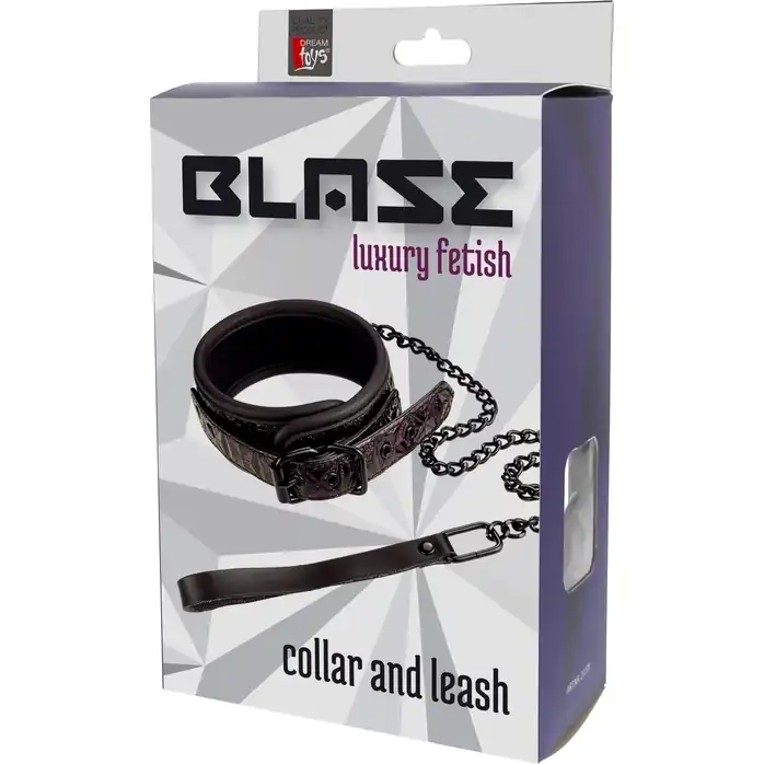Фиолетово-чёрный ошейник с поводком BLAZE COLLAR AND LEASH PURPLE - Blaze. Фотография 2.