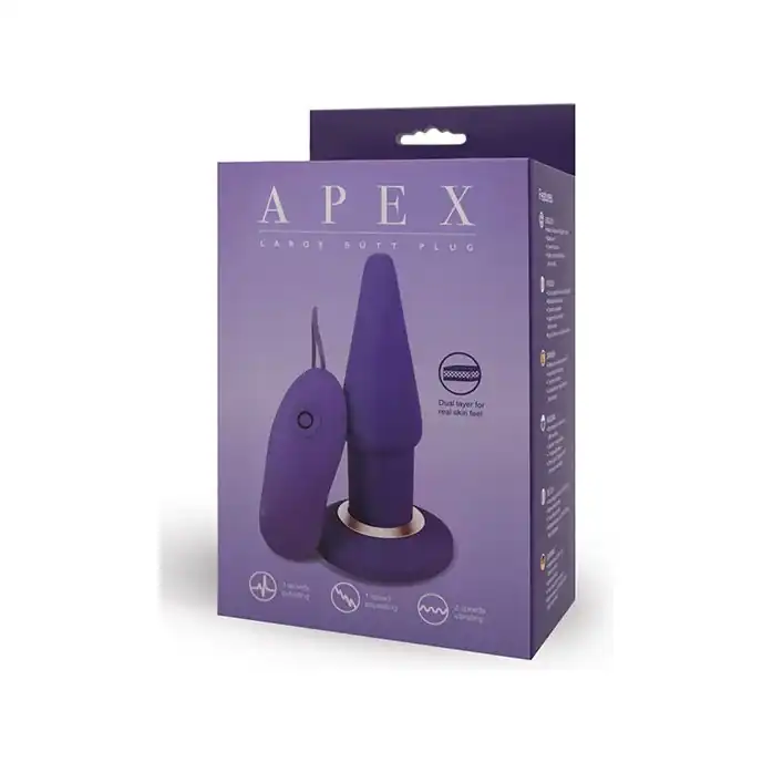 Фиолетовая анальная вибропробка APEX BUTT PLUG LARGE PURPLE - 15 см. Фотография 2.