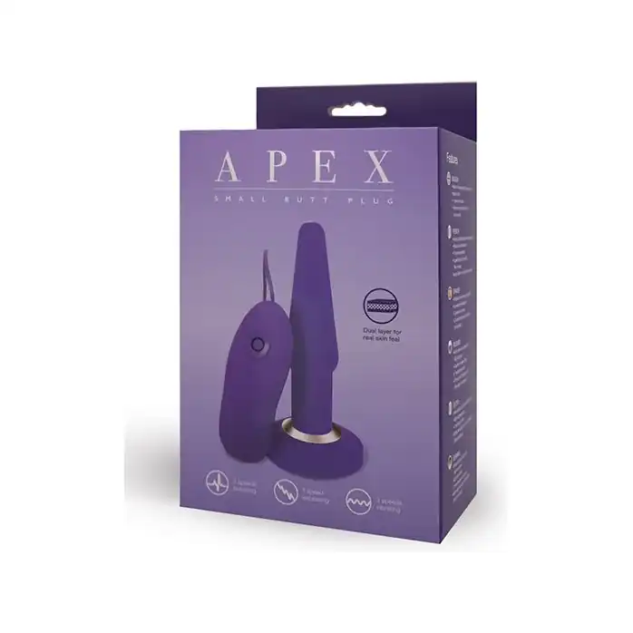 Фиолетовая анальная вибропробка APEX BUTT PLUG SMALL PURPLE - 14 см. Фотография 2.