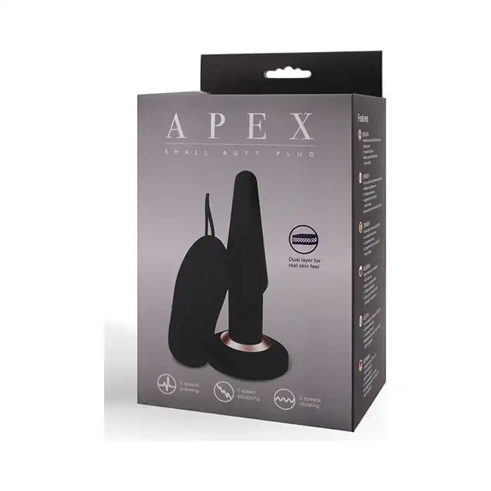Чёрная анальная вибропробка APEX BUTT PLUG SMALL BLACK - 14 см. Фотография 2.