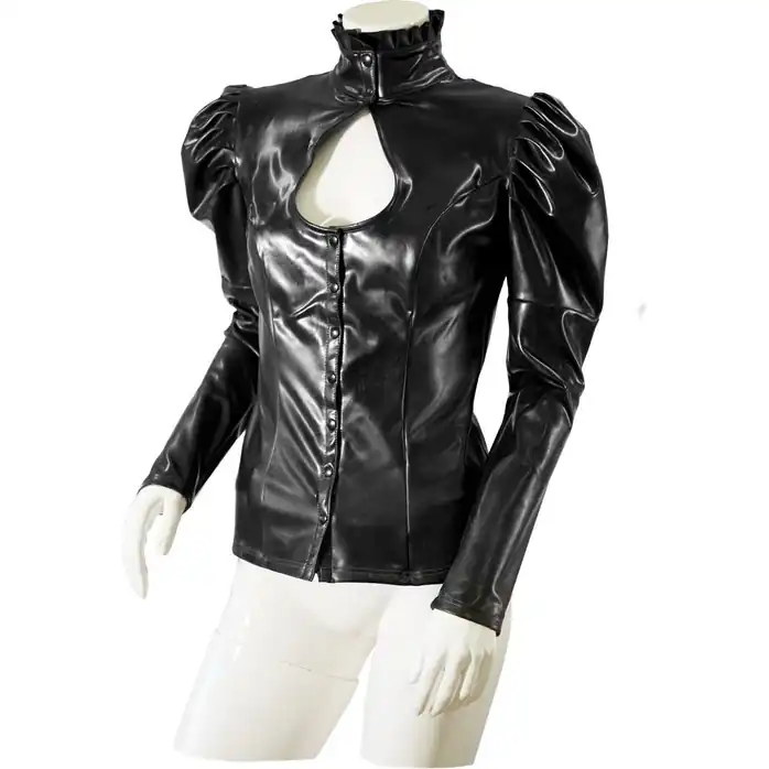 Жакет из датекса Datex Dominatrix Jacket с вырезом-капелькой на груди и рукавами-фонариками - Guilty Pleasure. Фотография 3.