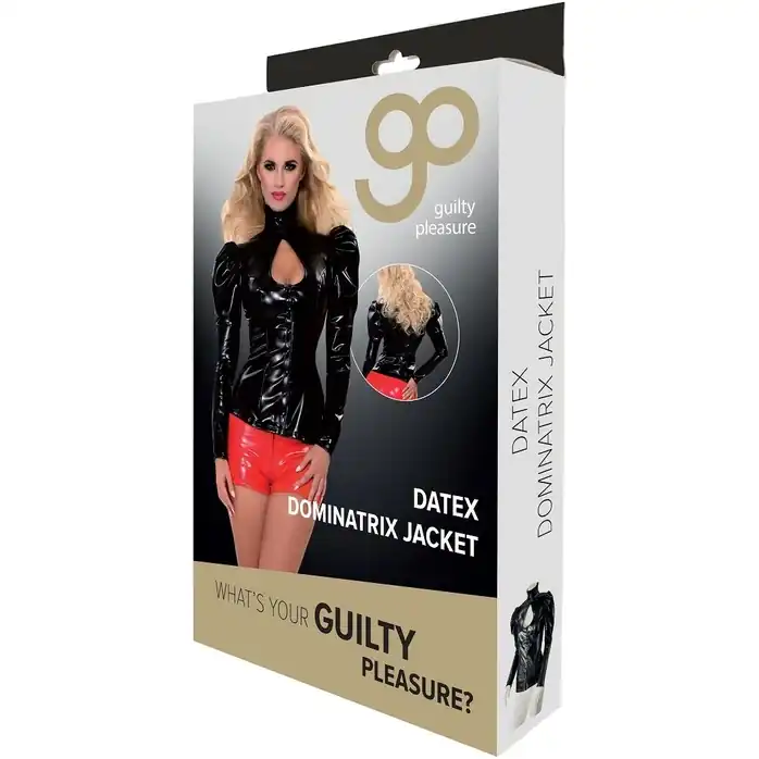 Жакет из датекса Datex Dominatrix Jacket с вырезом-капелькой на груди и рукавами-фонариками - Guilty Pleasure. Фотография 4.