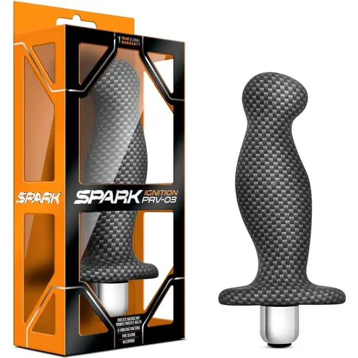 Серый массажёр простаты с вибрацией Spark Ignition PRV-03 - 12,7 см - Spark. Фотография 3.