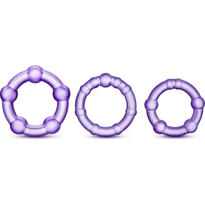 Набор из 3 фиолетовых эрекционных колец Stay Hard Beaded Cockrings - Stay Hard