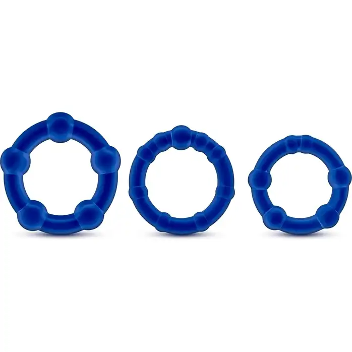 Набор из 3 синих эрекционных колец Stay Hard Beaded Cockrings - Stay Hard