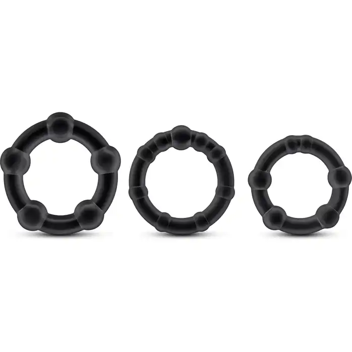 Набор из 3 чёрных эрекционных колец Stay Hard Beaded Cockrings - Stay Hard