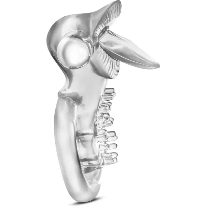 Прозрачное эрекционное кольцо с подхватом, вибропулей и язычком 10 Function Vibrating Tongue Ring - Stay Hard. Фотография 3.