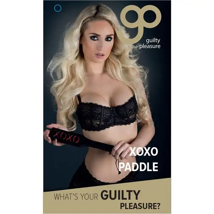 Чёрный пэддл с красной надписью XOXO Paddle - 32 см - Guilty Pleasure. Фотография 3.