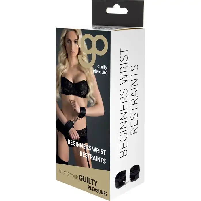 Чёрные полиуретановые наручники с карабином Beginners Wrist Restraints - Guilty Pleasure. Фотография 2.