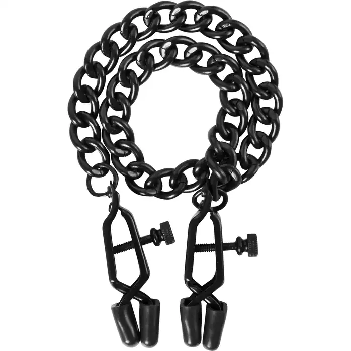 Чёрные зажимы на соски Alabama Crossover Nipple Clamps с цепью - Guilty Pleasure